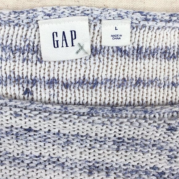 Gap Sweater Womens Size Large Blue White Marled Raglan 3/4 Sleeve - Picture 8 of 9